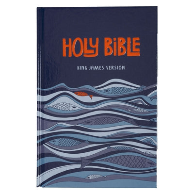 KJV Kids Bible in blue hardcover with full-color study helps and ribbon marker for children ages 8-12 by Christian Art Publishers.