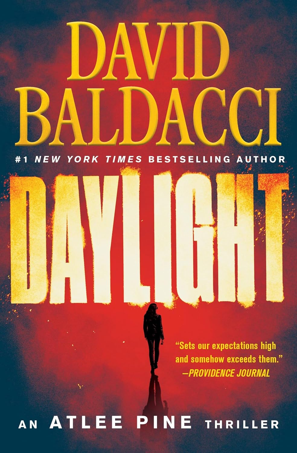 Cover of "Daylight," an Atlee Pine thriller by Grand Central Publishing, featuring a suspenseful design and bold typography.