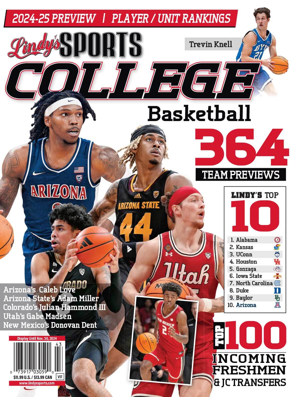 Lindy's Sports College 2024-25 Basketball Magazine Sports Magazines SureShot Books Publishing LLC ARI /ASU /BYU /NM