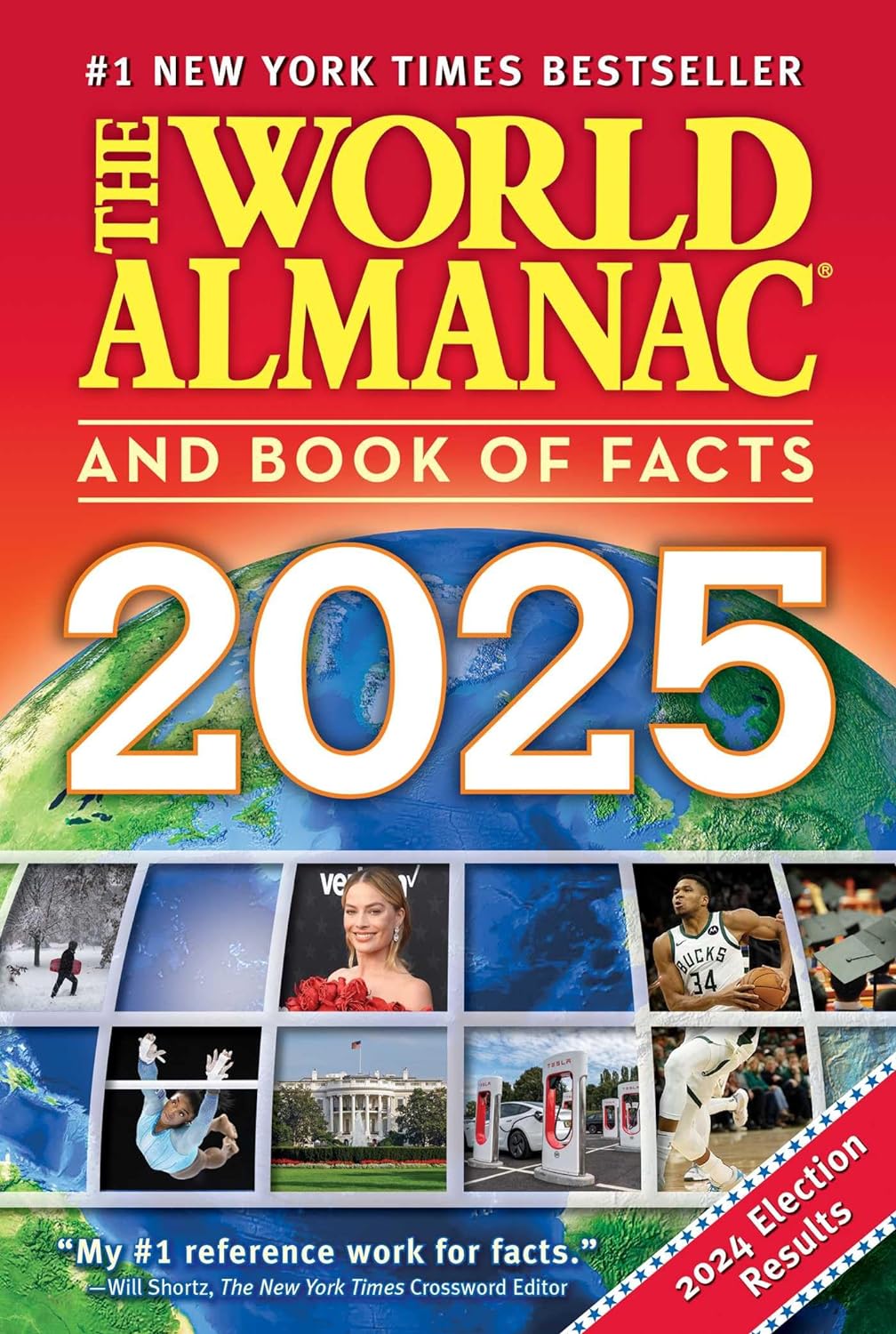 The World Almanac and Book of Facts 2025 featuring a colorful cover with various informative graphics and text.