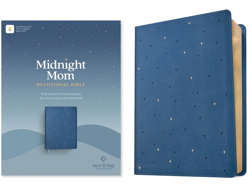 NLT Midnight Mom Devotional Bible (Leatherlike, Starlit Navy, Red Letter, Filament Enabled): With Prayers and Encouragement for Every Moment of Mother by New Living Translation