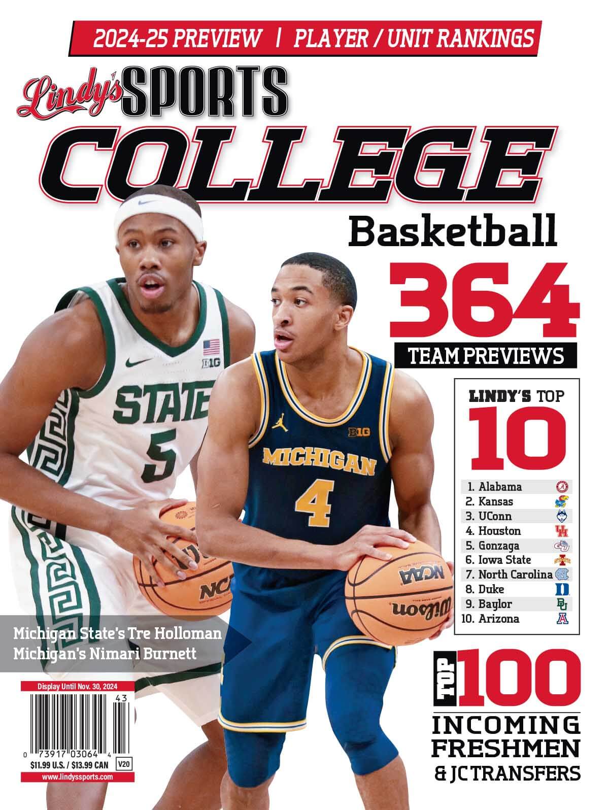 Lindy's Sports College 2024-25 Basketball Magazine Sports Magazines SureShot Books Publishing LLC MICH /MSU