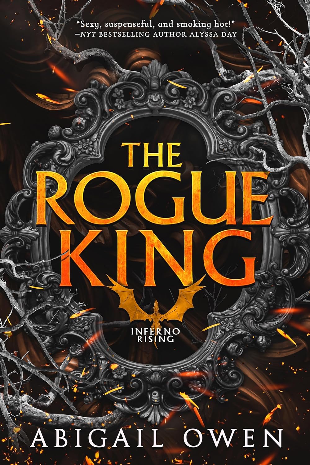 The Rogue King book cover by Entangled featuring a dramatic fantasy scene with a mysterious male figure.