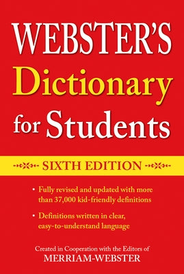 Webster's Dictionary for Students, Sixth Edition paperback by Federal Street Press, featuring a colorful cover design.
