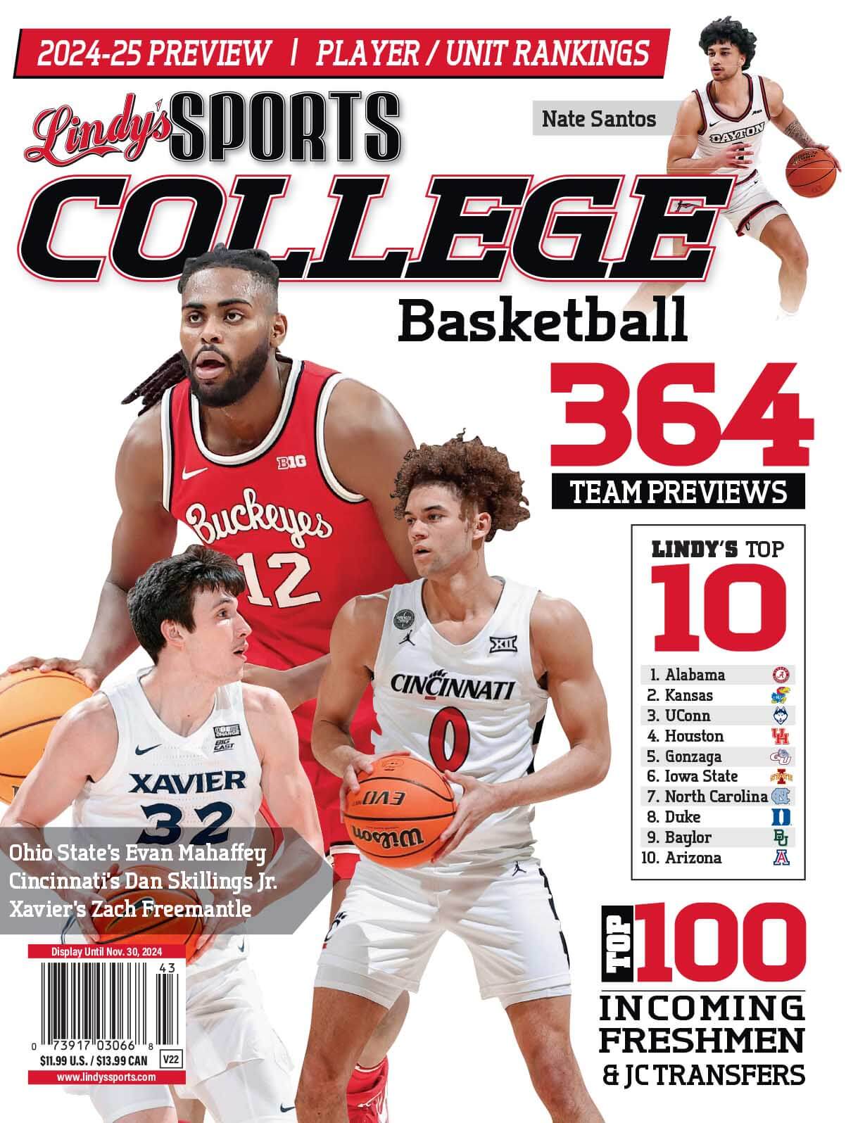 Lindy's Sports College 2024-25 Basketball Magazine Sports Magazines SureShot Books Publishing LLC CIN /OSU /XAV